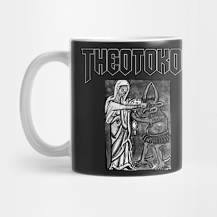 Theotokos Mary Punching The Devil Doom Parody Mug